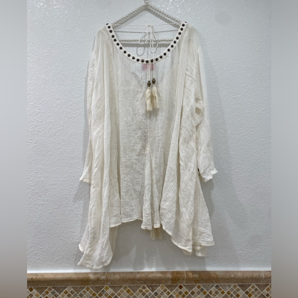 Roja cardigan with metal accents 100% cotton ivory size XL - Picture 2 of 5